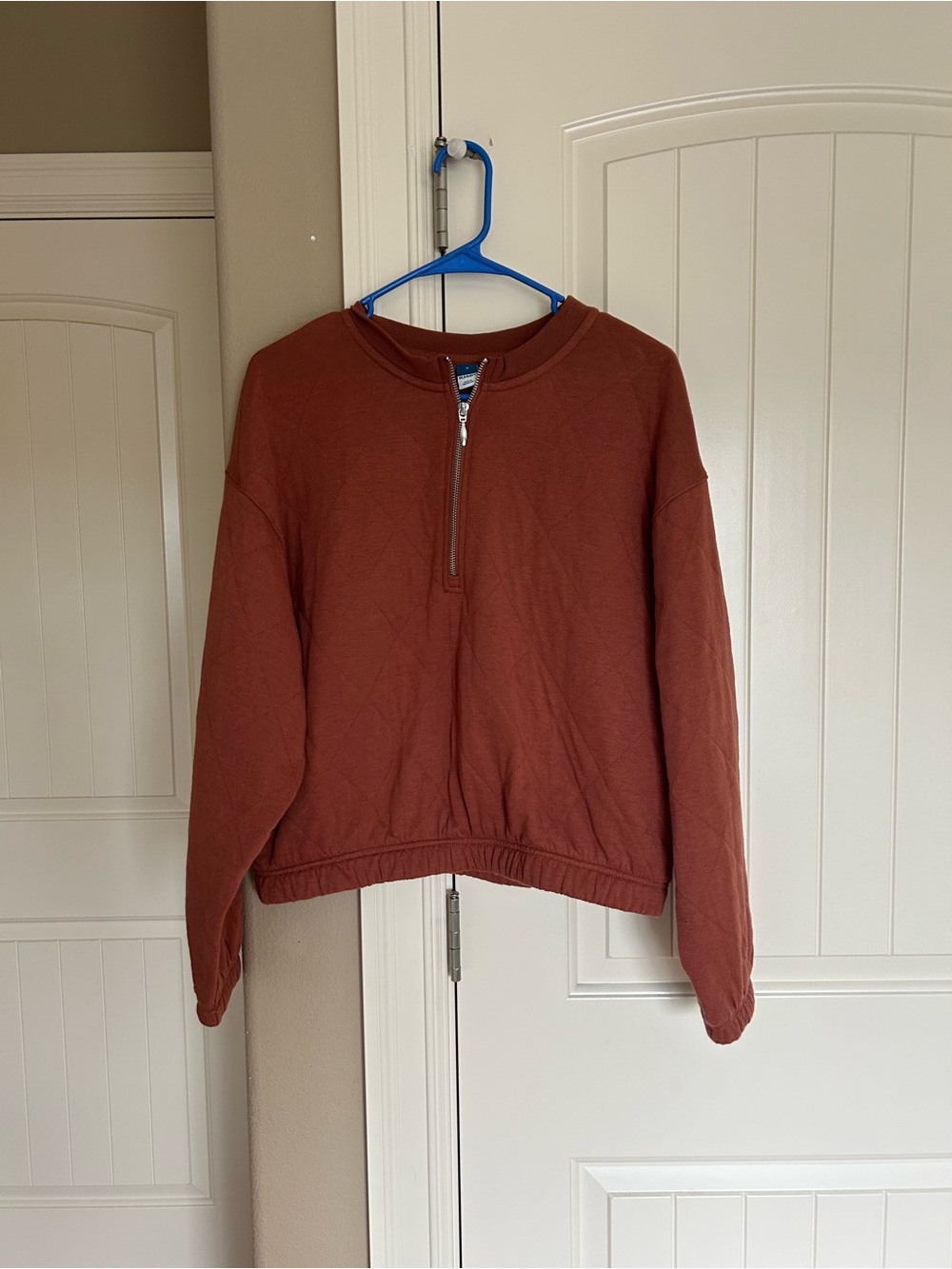 Old Navy Women's Quilted Half-Zip Pullover Sweater - Rust Brown
